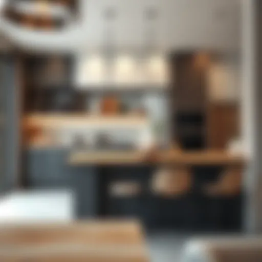 Elegant wall-mounted foldable table in a modern kitchen