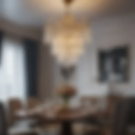 Elegant vintage crystal chandelier illuminating a modern dining room