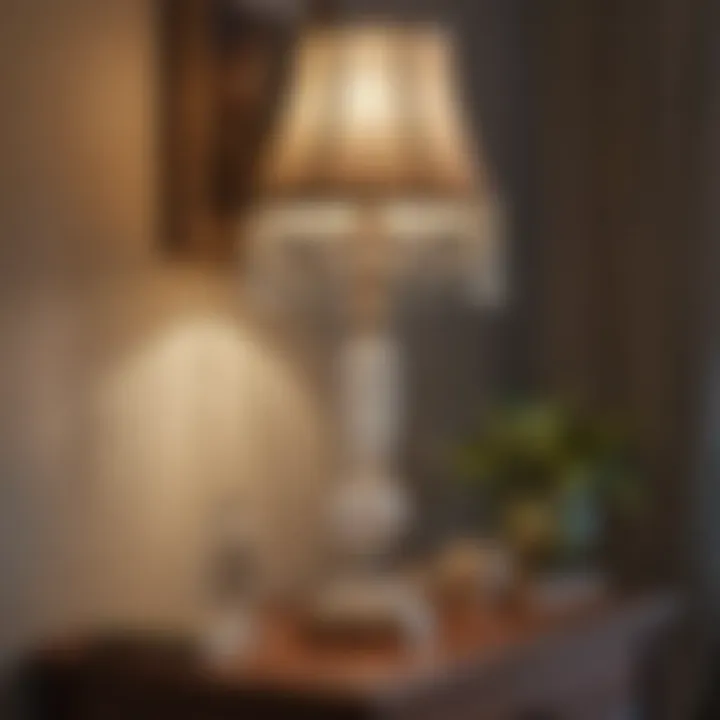 A beautifully restored vintage crystal table lamp on a decorated side table