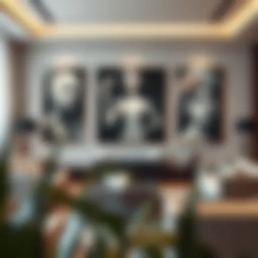 Modern Wall Art Enhancements Elegant living room with modern wall art