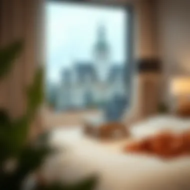 Modern Aesthetic Appeal Stylish wooden laptop stand in a modern bedroom