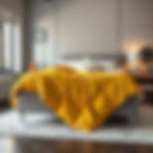 Elegant yellow twin XL quilt draped over a bed