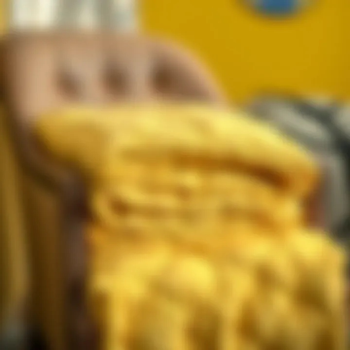 Yellow twin XL quilt folded neatly on a chair