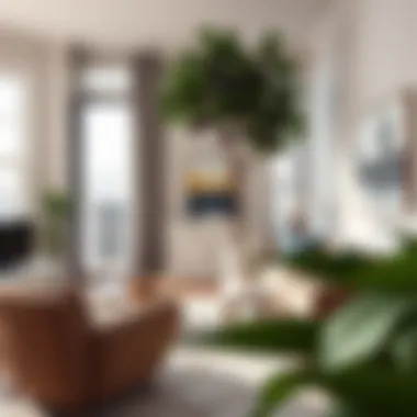 Focal Point: Elevating Interiors with Faux Foliage Stylish interior with a fake fig tree as a focal point