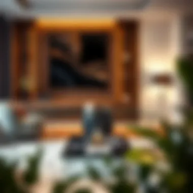 Stylish glass chest showcasing contemporary design in a modern living room