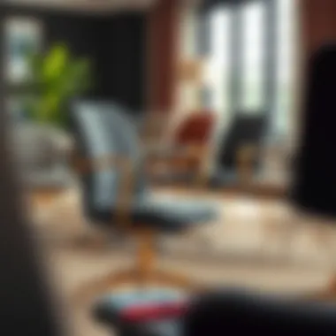 Stylish arrangement of office chairs featuring gold accents