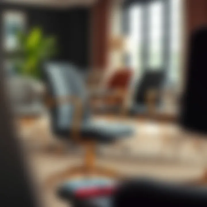 Stylish arrangement of office chairs featuring gold accents