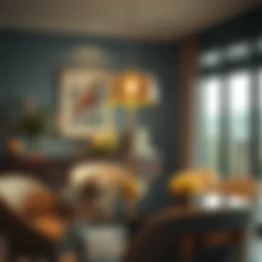 Chic gold floor lamp complementing dining room decor