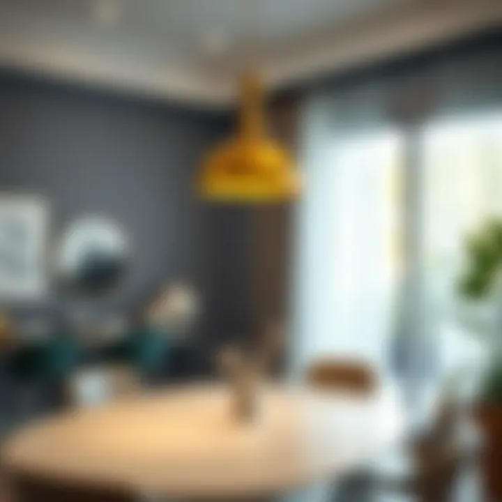 Elegant gold pendant lights over a modern dining table