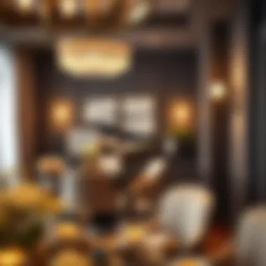 Stylish gold wall sconces enhancing dining room ambiance