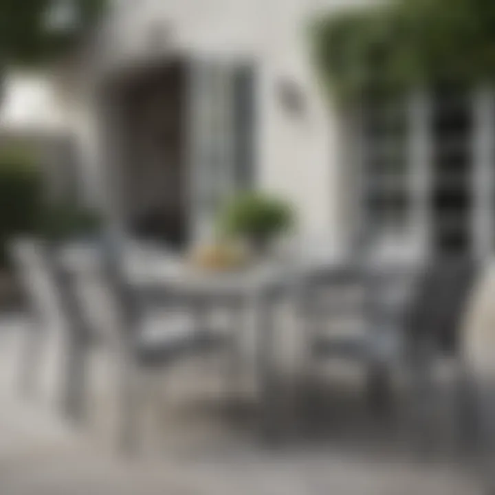 Elegant gray dining set arranged on a patio