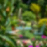 Elegant bistro table set in a lush garden setting