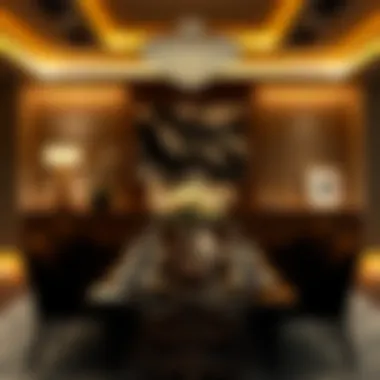 Elegant Dining Area An elegant dining area featuring a stunning centerpiece and ambient lighting