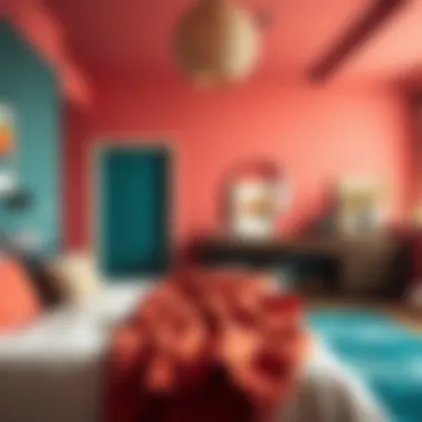 Vibrant Bedroom Design A vibrant bedroom designed with a thoughtful color palette and textured accents