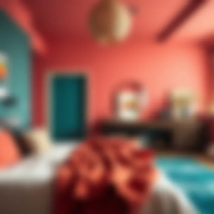 Vibrant Bedroom Design A vibrant bedroom designed with a thoughtful color palette and textured accents