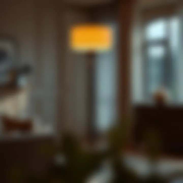 Elegant Floor Lamp for Cozy Ambience Elegant floor lamp casting warm light in a cozy living room