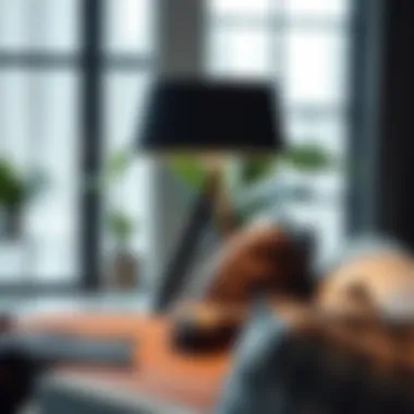 Stylish Table Lamp Enhancing Modern Decor Stylish table lamp on a modern side table near a sofa