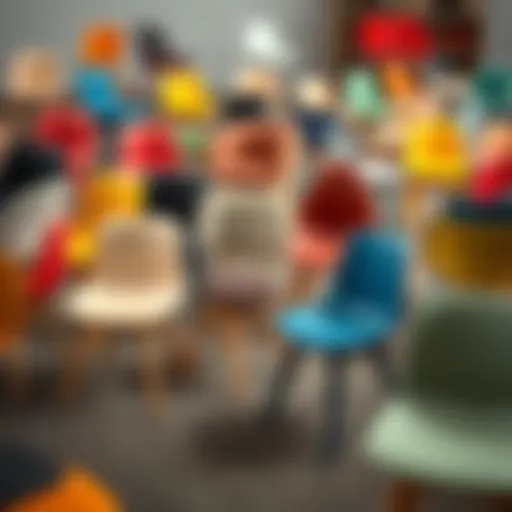 A colorful assortment of junior chairs showcasing various designs for children.
