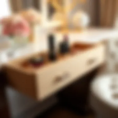 Elegant wooden lipstick organizer in a chic vanity setting