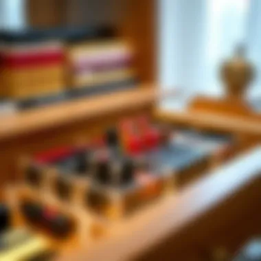 Stylish lipstick drawer organizer showcasing multiple compartments