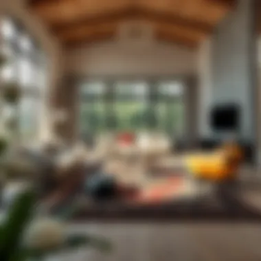 Living room beautifully designed with a Persian rug as the centerpiece