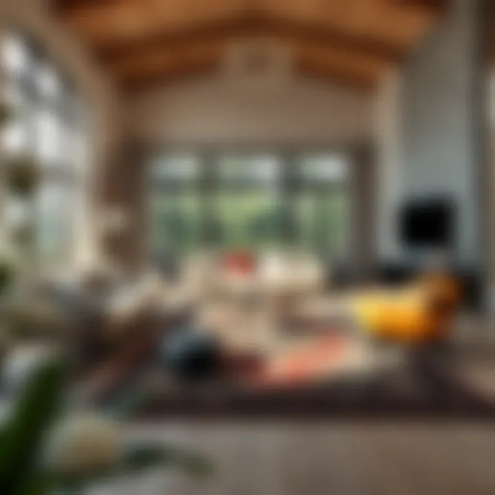 Living room beautifully designed with a Persian rug as the centerpiece