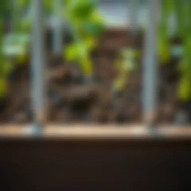 Soil and Roots in the Lowes Grow Box Close-up view of the soil and roots inside a Lowes grow box, highlighting the growth environment.