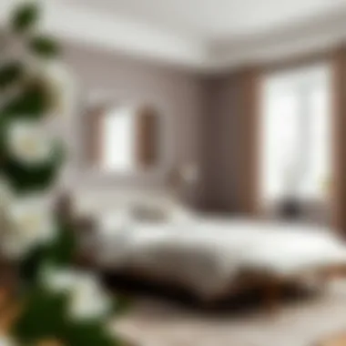 Cozy Bedroom with Mirror Accent White mirror accentuating a cozy bedroom's decor