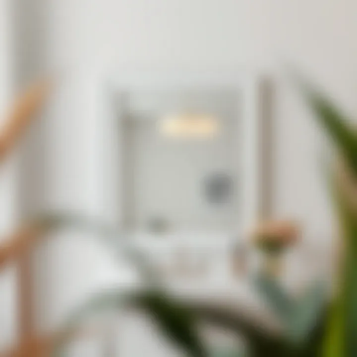 Chic Vanity with Framed Mirror Stylishly framed white mirror above a modern vanity