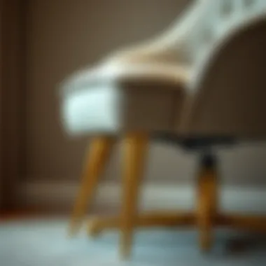 Close-up of gold legs on a luxurious office chair