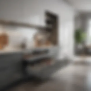 Elegant sliding cabinet shelves in a modern kitchen