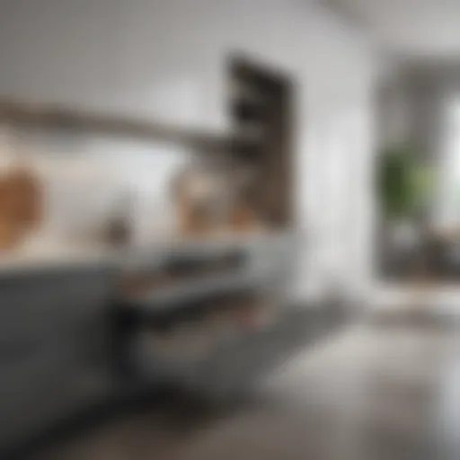 Elegant sliding cabinet shelves in a modern kitchen
