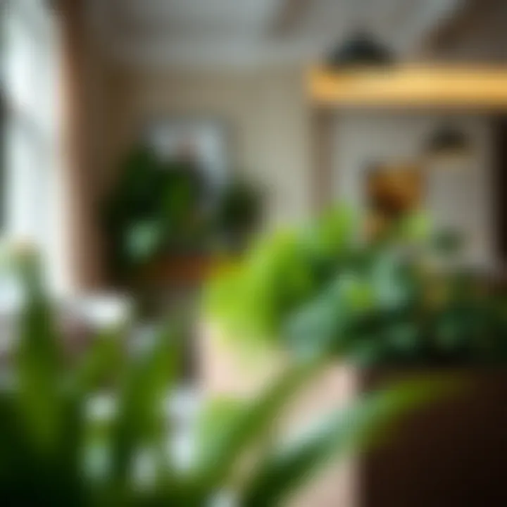 Stylish Interior with Faux Plants Stylish modern interior with a planter box filled with faux greenery enhancing the decor