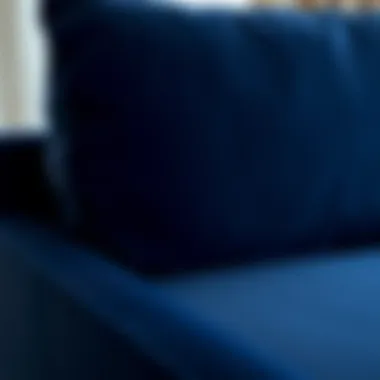 Close-up of luxurious fabric used for navy blue slipcover