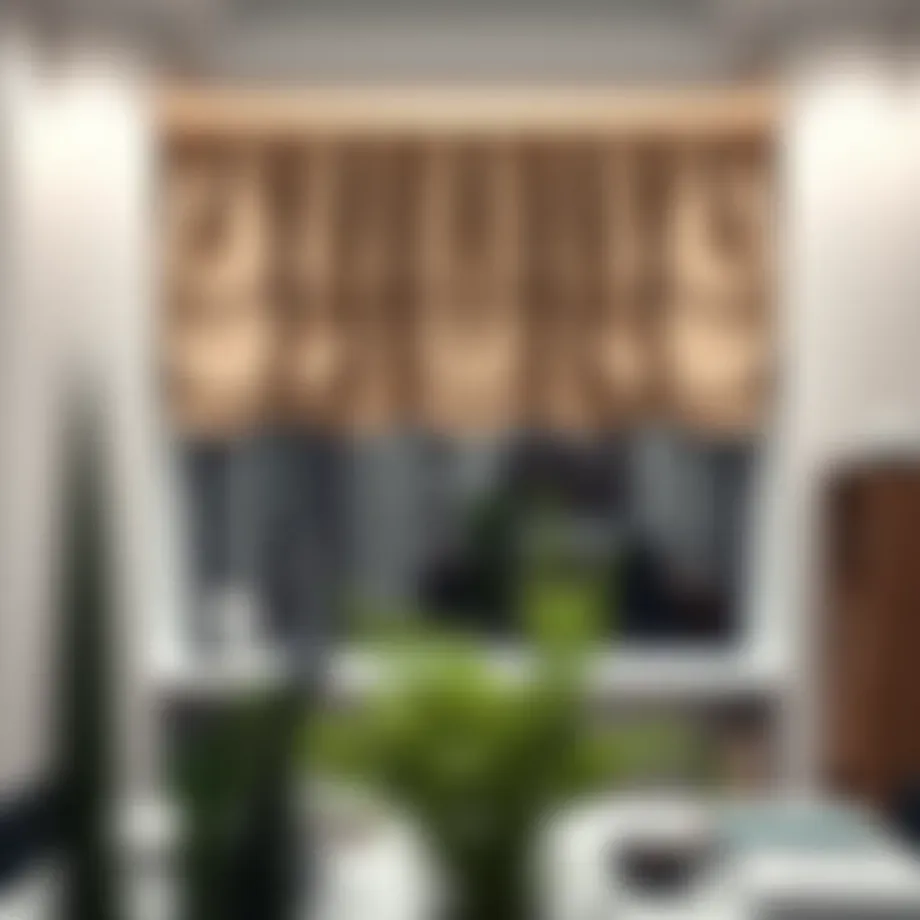 Elegant fabric valance in a modern office setting