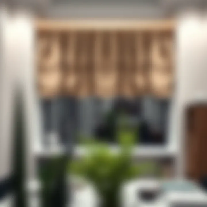 Elegant Fabric Valance in Modern Office Elegant fabric valance in a modern office setting