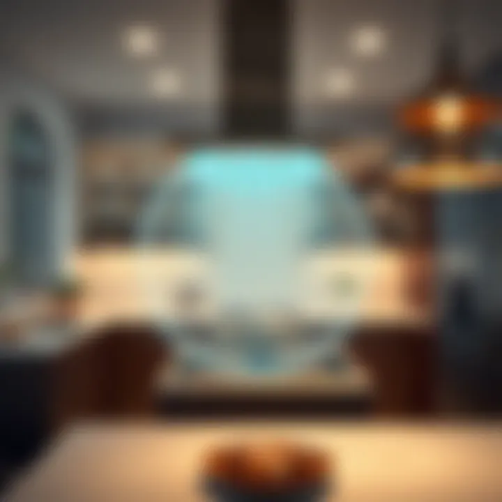 Diagram illustrating air circulation with an island stove fan