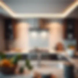 Elegant island stove fan enhancing modern kitchen aesthetics