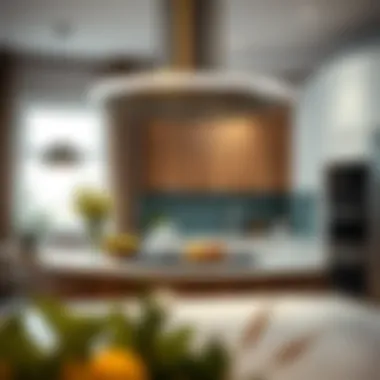 Stylish installation of an island stove fan in a contemporary kitchen