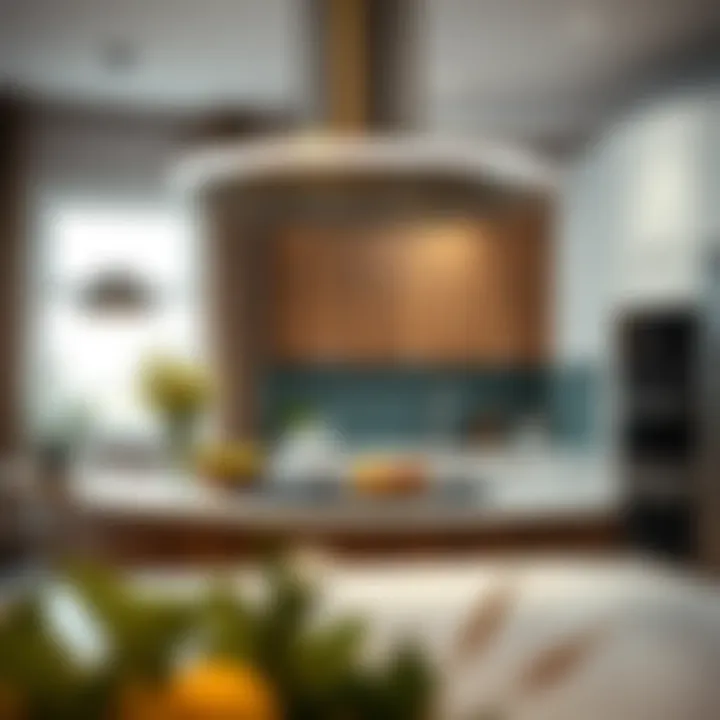 Stylish installation of an island stove fan in a contemporary kitchen