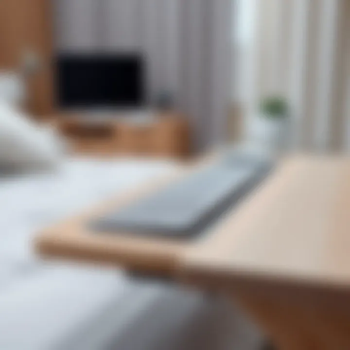 Adjustable Features of Keyboard Trays Close-up of a keyboard tray's adjustable features