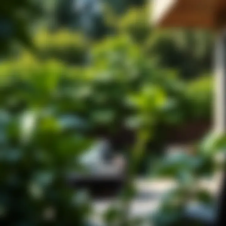 Lush green plants serving as a natural privacy barrier