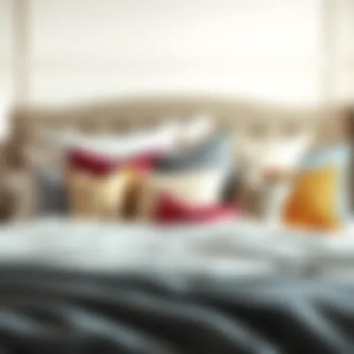 Elegant arrangement of various pillow types on a full-size bed showcasing comfort and style