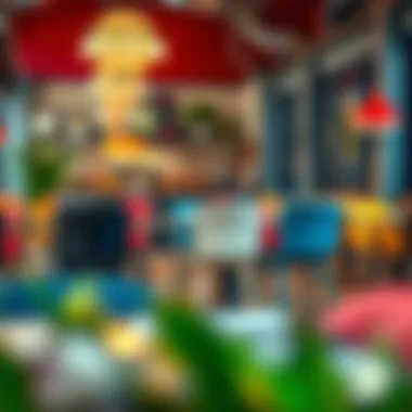 Variety of PVC high top chairs in a vibrant dining space