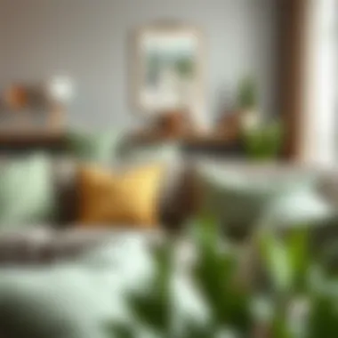 Collection of Sage Green Euro Pillows in Living Room Collection of sage green euro pillows styled in a living room