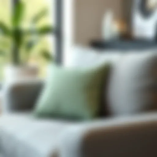 Elegant sage green euro pillow against a modern sofa