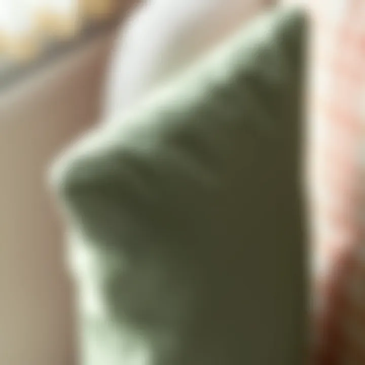 Textural Detail of Sage Green Euro Pillow Close-up of the texture of a sage green euro pillow