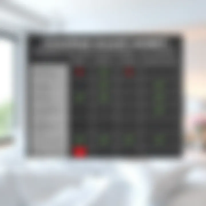 Comparison chart of top duvet products