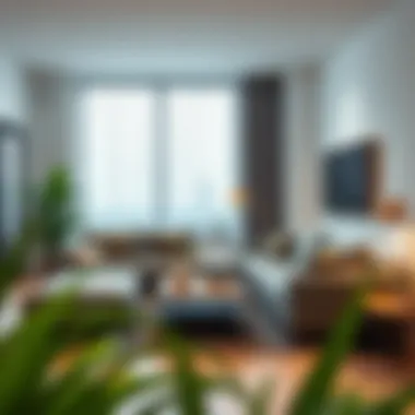 Chic urban apartment featuring a modern sofa arrangement