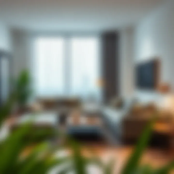 Chic urban apartment featuring a modern sofa arrangement